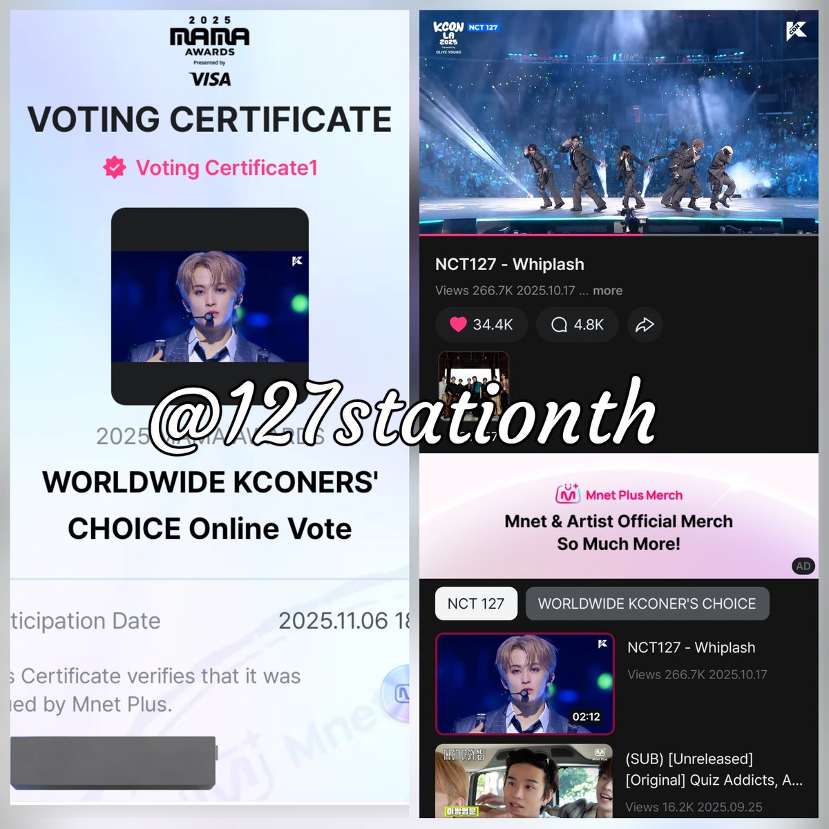 #ใครๆก็โหวต127  #Votefor127

[D-4] ยอดโหวต ยอดวิว stage สำคัญกับนสจทั้งหมดนะคะ อย่าลืมโหวตและปั่นยอดวิวกันน้า สเตจ whiplash ขอเห็น 271k หน่อยค่า 😎💚 มาคว้าถ้วยรางวัลให้นสจกันนะคะ 

• On-site vote 70% (โหวตก่อนหน้านี้)
• Online vote 15%
• Video view 15%