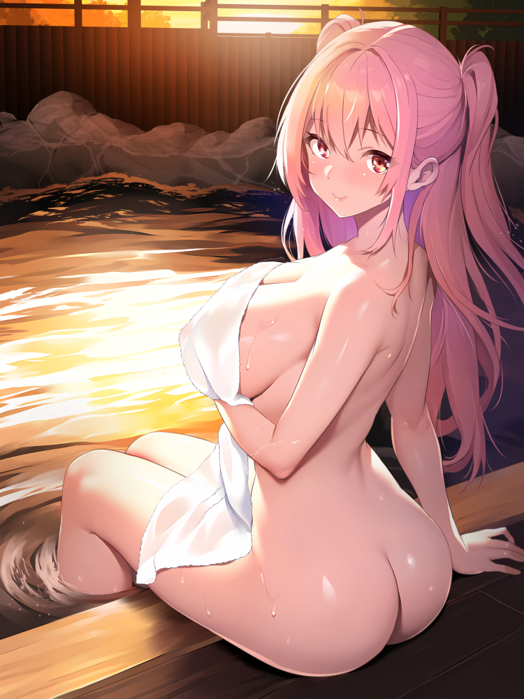 pixivの機能で、紅葉の舞うエフェクトをつけてみました。→いっしょに温泉♥ | MAKI/創田ぐみ #pixiv https://t.co/014SLDkLwG 