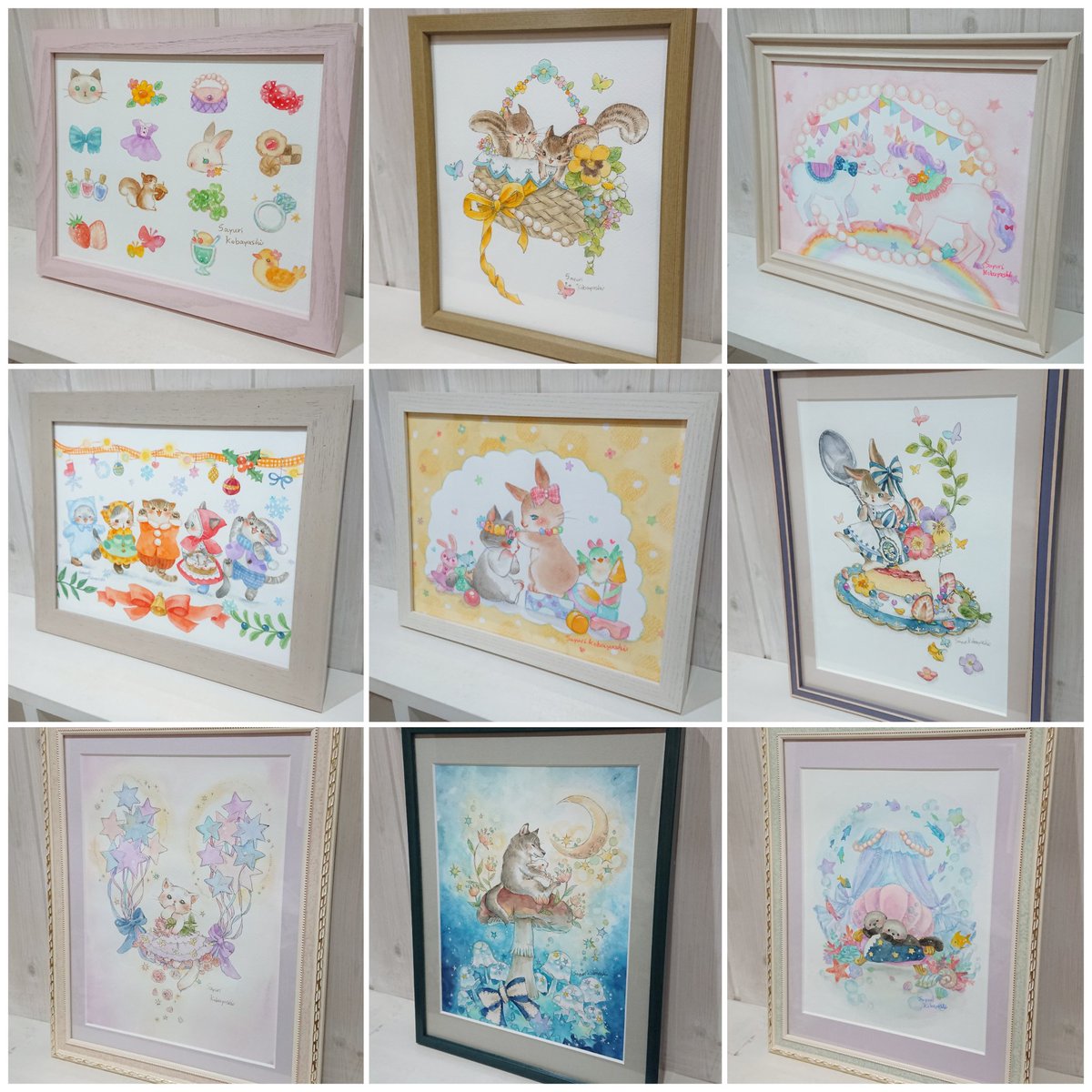 小林さゆりさん新作原画9点✨
詳細は明日のブログでご紹介させて頂きます。

11/7(fri)～9(sun)   13:30～17:30

原画はお店にご来店のお客様が優先でお迎え頂けます。
何とぞよろしくお願い申し上げます🍀

#鎌倉こねこのワルツ
#小林さゆり個展
#夢はみたいのうららかに
#新作原画