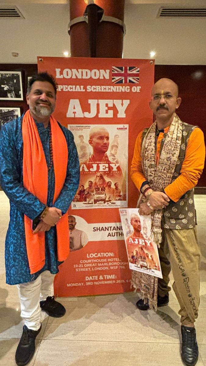 abhiyogishow's tweet image. Ajey movie screening in London was super success for our Dear CM Yogi ji @myogiadityanath ji. So well written by @shantanug_ ji, highlights his full life like never seen 👏
Singing Ram Ji Bhajan here was special 🕉️ @guptahirdesh  @swamisandeepani @BiharKaLall @BJP4UP @OFBJPUK4UP