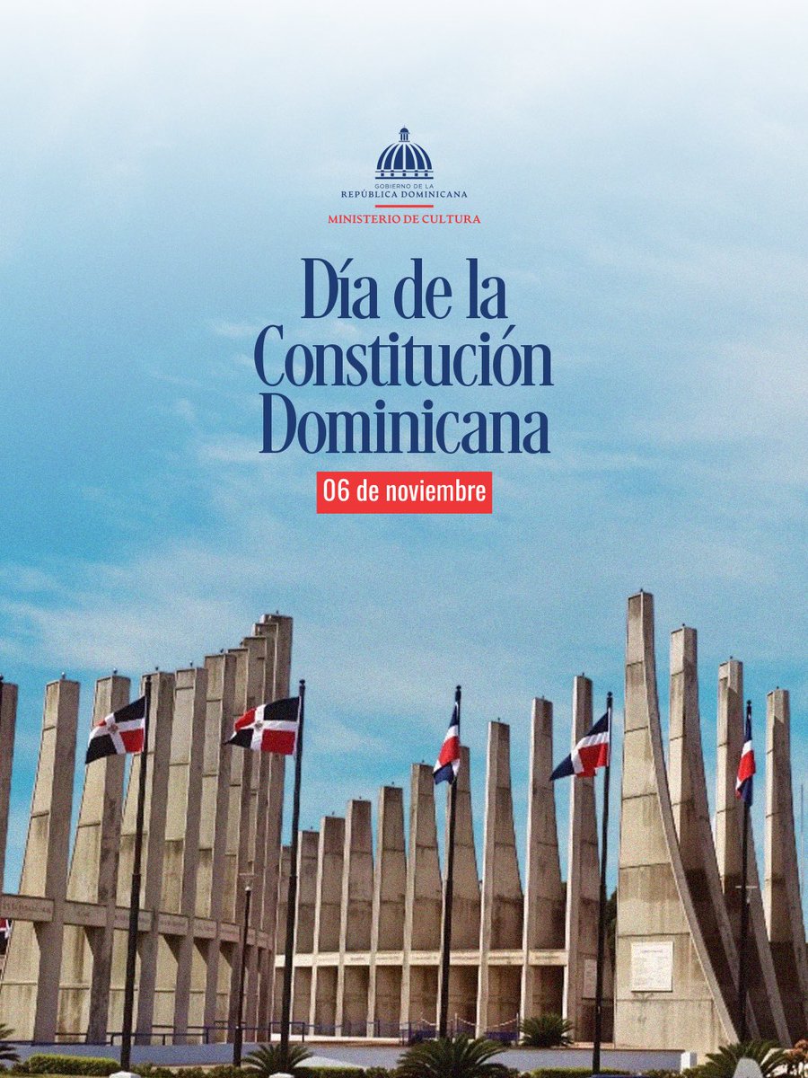 MiculturaRD's tweet photo. 🇩🇴 Hoy celebramos el Día de la Constitución Dominicana, recordando la proclamación de nuestra primera Carta Magna el 6 de noviembre de 1844 en San Cristóbal.

Este día nos inspira a seguir defendiendo los valores que dieron origen a nuestra nación. 🇩🇴✨📜✨

#DíaDeLaConstitución https://t.co/ZRBGgzHkH6