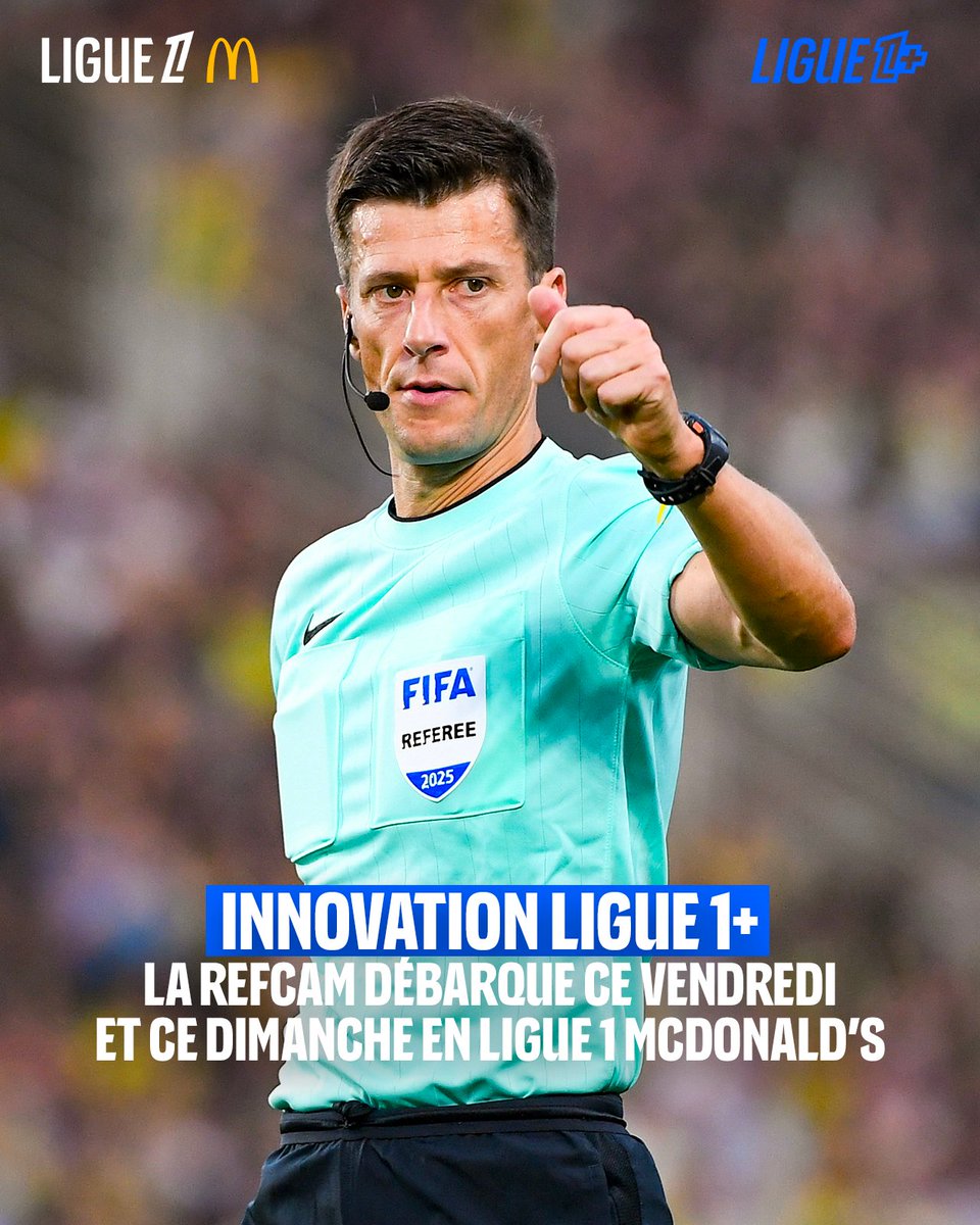 Innovation majeure Ligue 1+ 🚨

Lors de #PFCSRFC et de #OLPSG, les arbitres seront équipés de la Refcam pour la première fois en direct à l'occasion d'un match de <a href="/Ligue1/">Ligue 1 McDonald's</a> 🙌

Et le contenu sera uniquement visible sur Ligue 1+ !