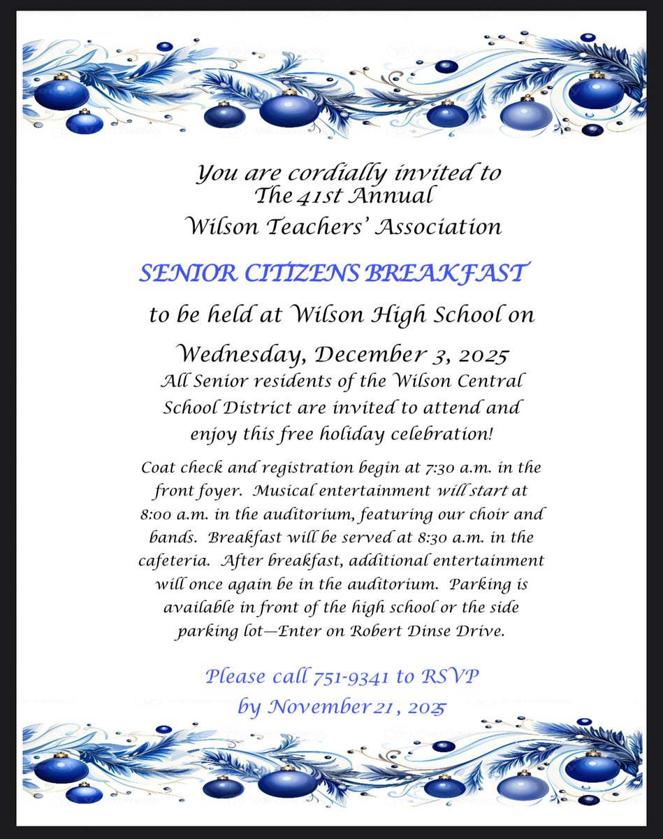 The 41st Annual WTA Wilson CSD Senior Citizens Breakfast