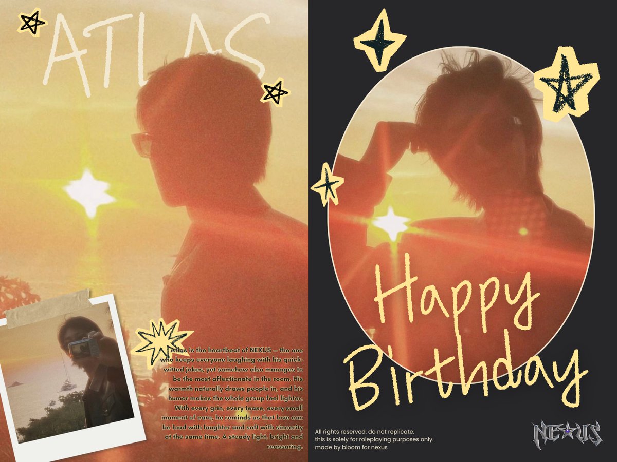 _THEN3XUS's tweet image. ㅤㅤ 

  ⠀ⓘ 𝐈𝐓’𝐒  𝓐𝐓𝐋𝐀𝐒  𝐃𝐀𝐘.ᐟ ٠࣪⭑
⠀
    Our 𝐄𝐍𝐃𝐄𝐀𝐑𝐈𝐍𝐆 𝐒𝐓𝐀𝐑   
     is  here  to  celebrate  a  new
    chapter  in  life  with  us!

    Cheers to 𝙖𝙣𝙤𝙩𝙝𝙚𝙧 𝙮𝙚𝙖𝙧, URI 𝓐𝐓𝐋𝐀𝐒!
⠀⠀
⠀⠀⠀⠀