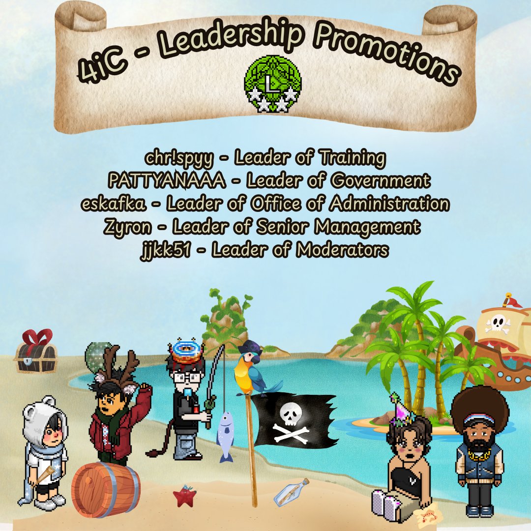 Let's set sail with our new 4iC leaders! Congratulations to you all! 🏴‍☠️ Created by ,-amie #HIA #HIA4iC