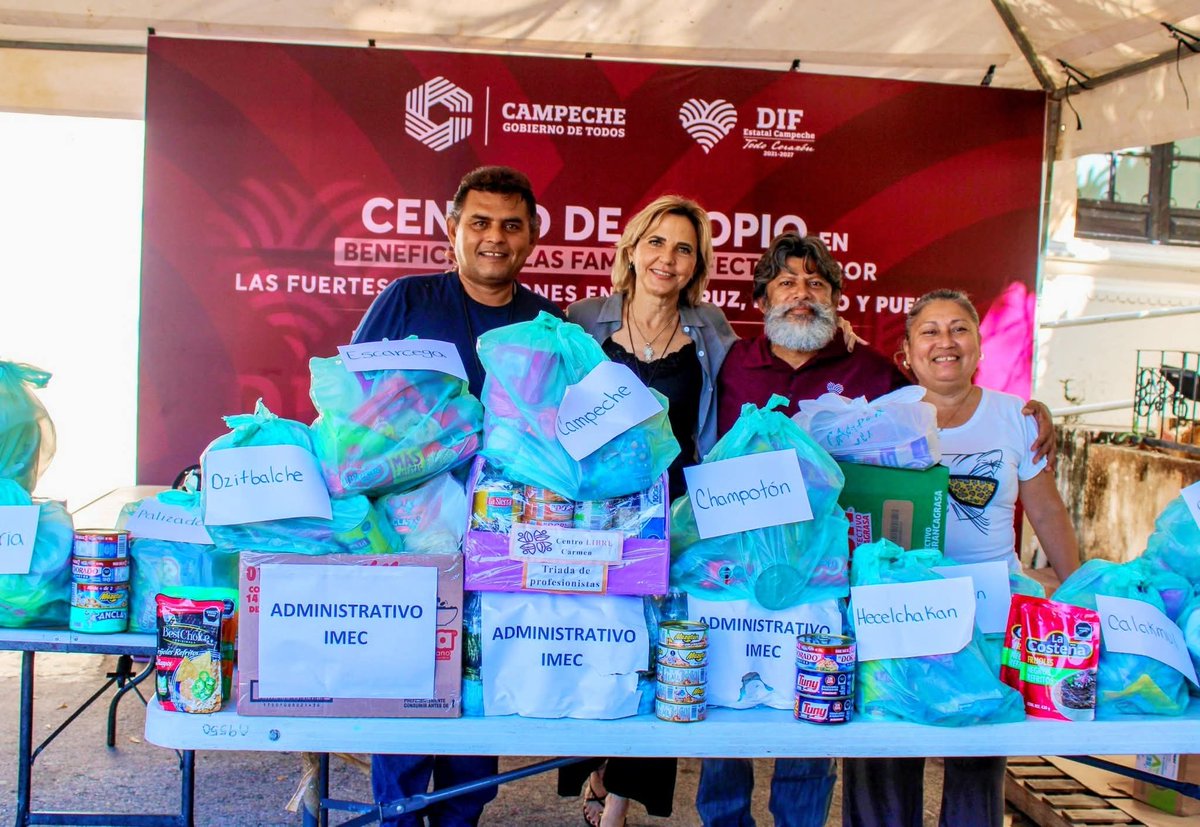 imecam's tweet photo. Sigamos apoyando a las comunidades afectadas por las lluvias en el país.

Hoy nuestra directora general, Vania Kelleher, en representación del #EquipoIMEC💜 entregó el donativo de alimentos en el Centro de Acopio en la Mansión Carvajal del DIF Estatal Campeche. https://t.co/pymSgwLuiG