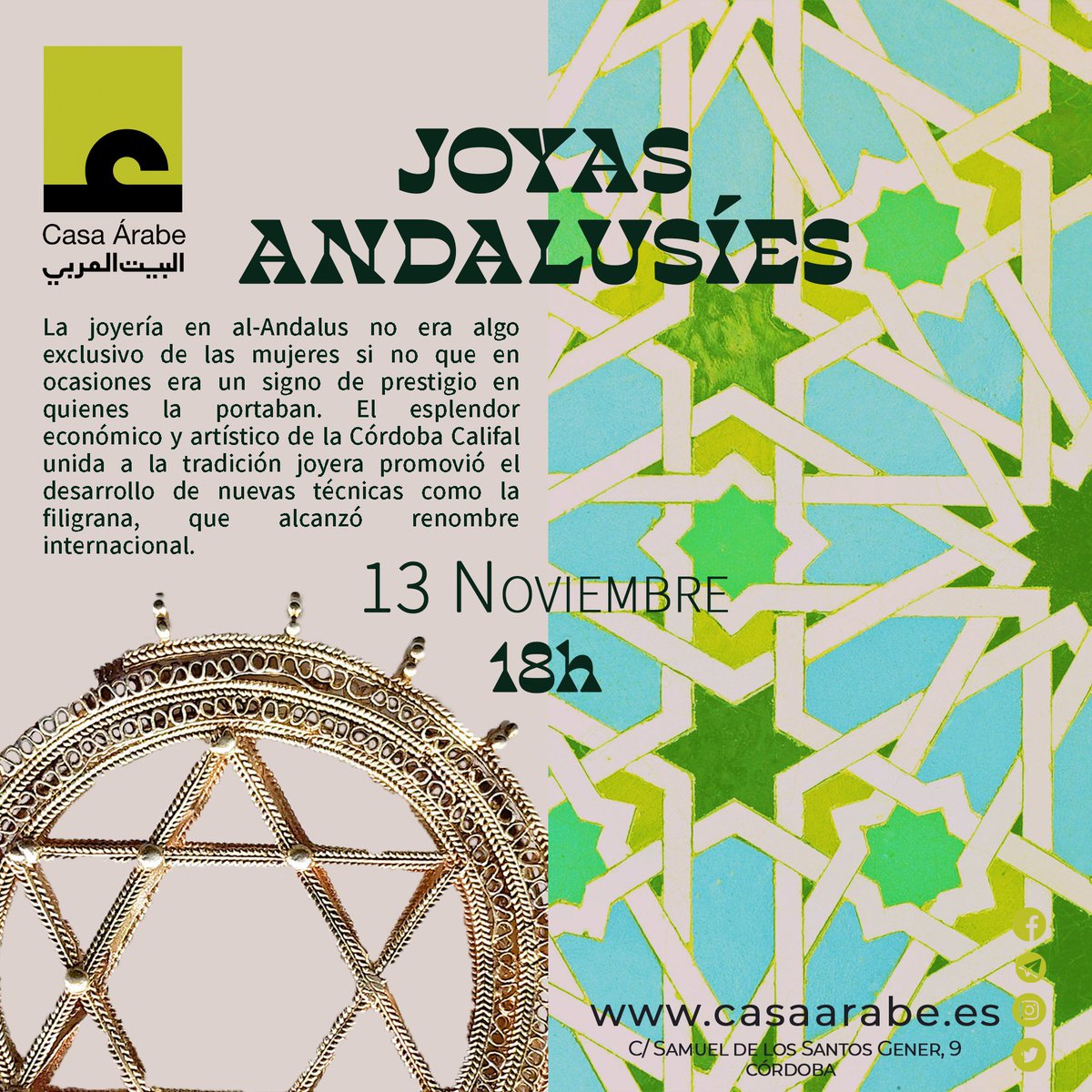 ¡Nuevo taller en Casa Árabe!
Vuelve el taller de Joyas andalusíes a <a href="/Casaarabe/">Casa Árabe</a> , las reservas ya están disponibles 💍
casaarabe.es/private/rpimen…
.
#diy #cordoba #andalucia