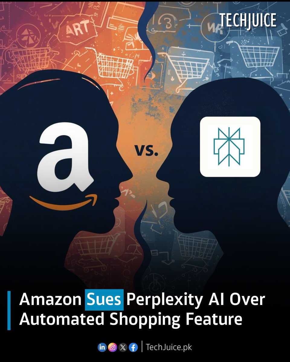 TechJuicePk's tweet image. Amazon Sues Perplexity AI Over Automated Shopping Feature.
Amazon has filed a lawsuit against Perplexity AI, alleging that the startup’s automated shopping system known as its agentic feature covertly accessed Amazon customer accounts.

#techjuice #amazon #perplexityai #ai