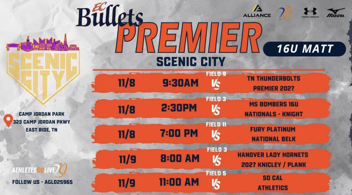 Our team is going to Scenic City this weekend. Come out to watch us play! Schedule below. <a href="/ecbullets16U/">EC Bullets Premier 16U Matt</a> <a href="/ECB_Premier/">EC Bullets Premier</a> <a href="/EastCobbBullets/">EC Bullets Fastpitch</a>