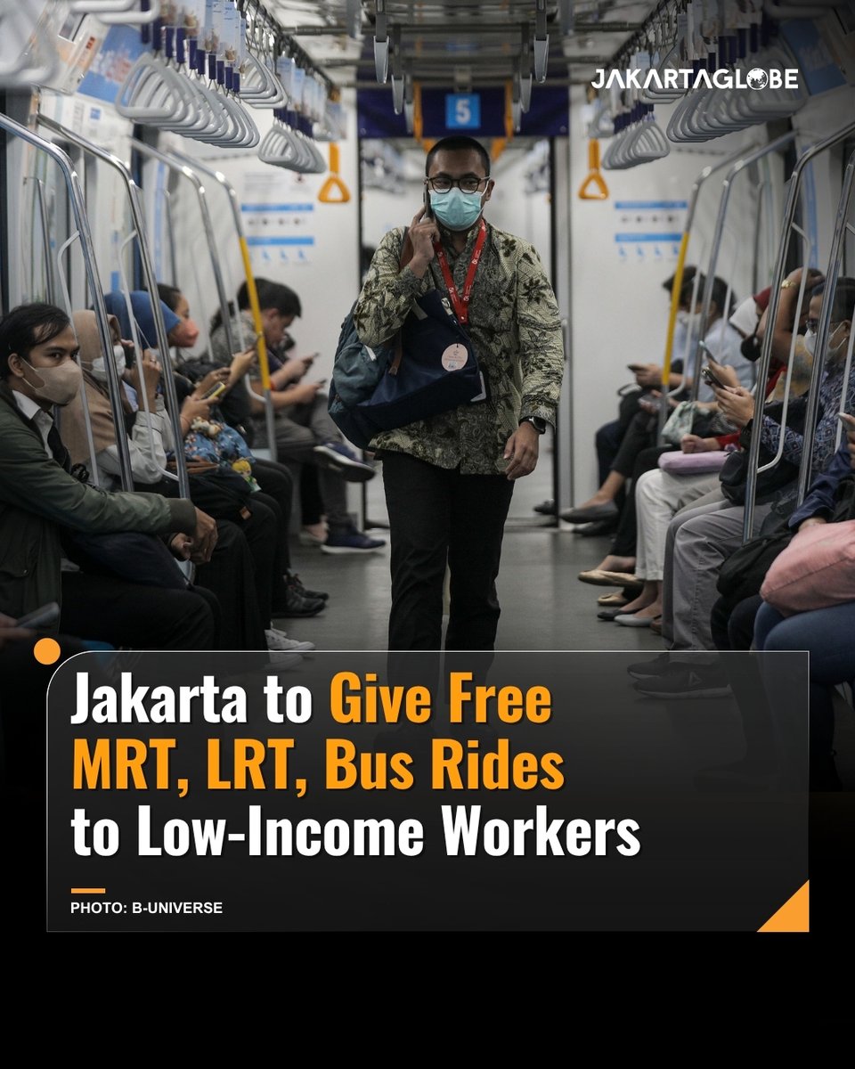 thejakartaglobe's tweet image. The regulation takes effect this month, though technical implementation guidelines are still being prepared by the Transportation Agency.

Read more at jakartaglobe.id!

#Jakarta #MRT #LRT #Bus #JakartaGlobe