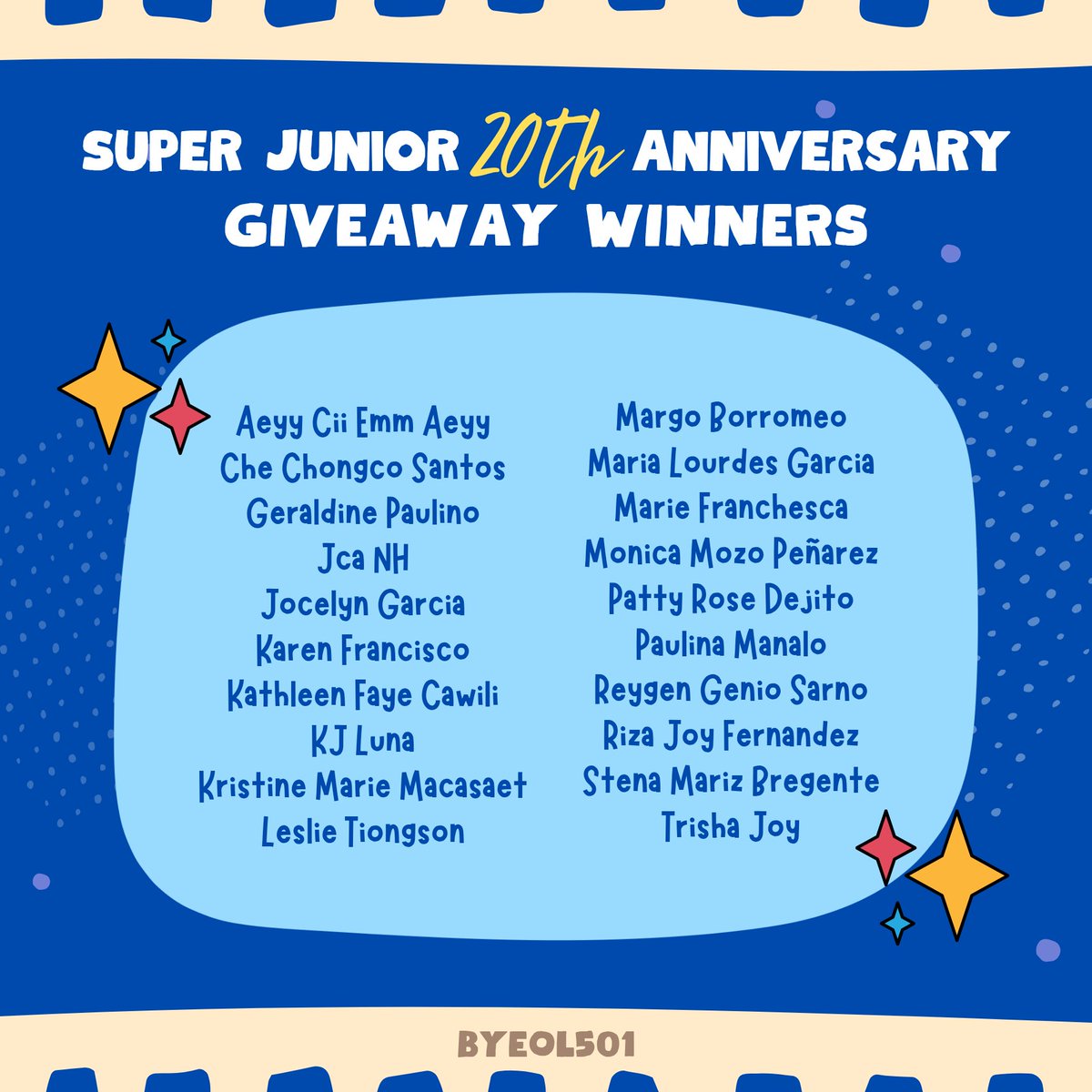 AdellaOKShop's tweet photo. NO OTHER but you! 🎉 Congrats to our winners! 🥳

But here’s the twist: your prizes are a total surprise! You won’t know what’s inside until it arrives… SURPRISE MODE: ON 🎁✨

Thank you to everyone who joined! 🫶

And of course… Happy 20th Anniversary to Super Junior! 🥳💙 https://t.co/EkdlP5xvus