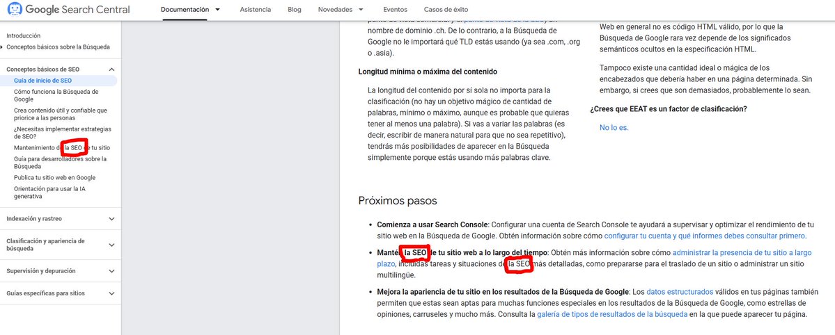 Bueno, pues resulta que todas y todos estamos equivocados desde hace un par de décadas...

El SEO no existe... porque es LA SEO. Femenino.

Así se puede ver en la documentación del propio buscador cuando se refiere al término.

Y no, no es un error, es siempre que usa el