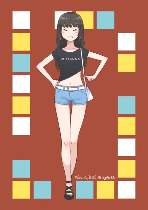 夏頃に見たアシンメトリーなTシャツを着た女の子を思い出して早潮に着せてみた #艦これ