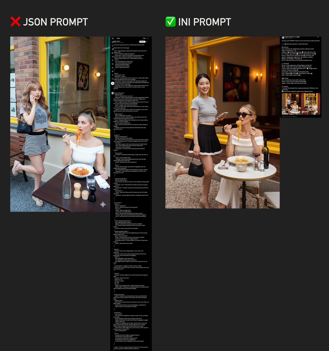 MemesOfMars's tweet image. At this point, #JSON prompts are ridiculous. Pretty sure the byte size exceeds the image. 🤯

We’re not prompting — we’re debugging.
Why overengineer creativity?

Bloated syntax ≠ better control. It’s mostly noise LLMs have to ignore anyway.

Meanwhile:
✅ #INI prompt
✅ 10x…