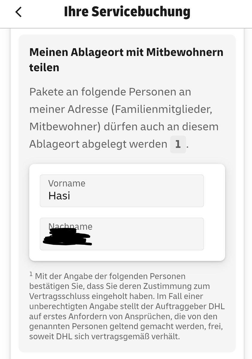 Wenn ich bei DHL einen Ablageort dauerhaft festlege, dann auch für meine Mitbewohner. 🐰😂