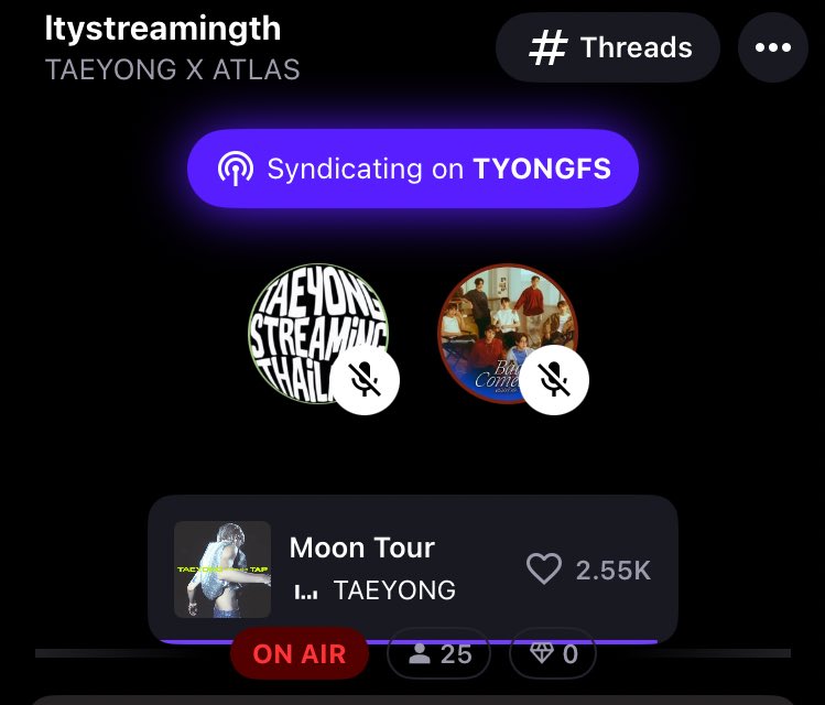 StreamForATLAS's tweet image. [📻] Streaming Collaboration Party with #TAEYONG  x #ATLAS_TH on  @STATIONHEAD

เริ่มสตรีมแล้วนะคะ เอลิสเข้ามาฟังเพลงกันเยอะๆน้าาาาาาา
🔗 stationhead.com/ltystreamingth

#StreamForATLAS
#tyongfstreamingparty 
#ทยงพือสตรีม