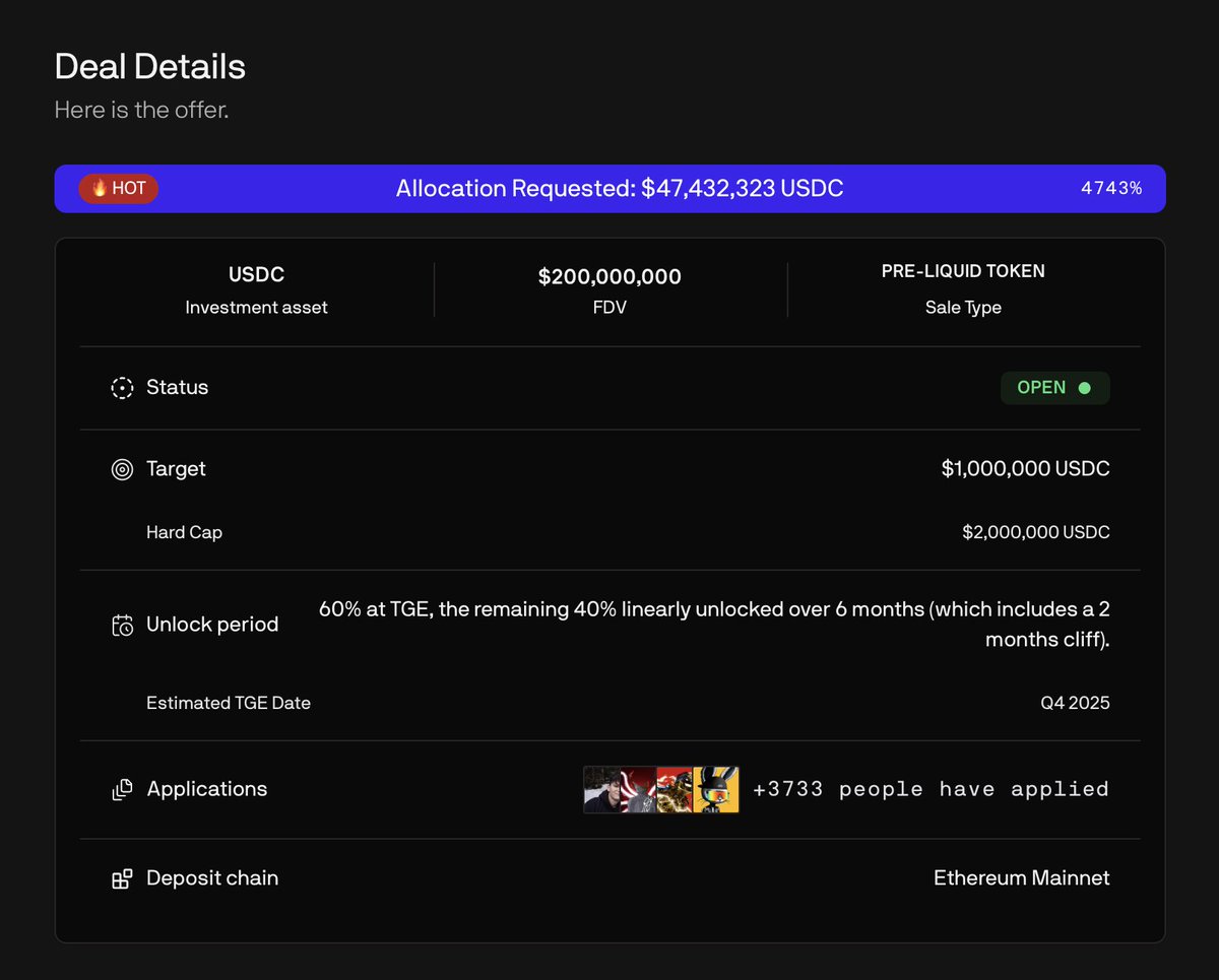 之前打新合集提到过的 Tria 在 <a href="/legiondotcc/">LEGION</a>  开了 <a href="/useTria/">Tria</a> 打新是真的一不留神就很容易错过... 一直蹲的 <a href="/JupiterExchange/">Jupiter (🐱, 🐐)</a> 的新王牌产品 @humidifi_ 公售了好几天到昨天结束了完全忘了。。。看开盘吧。目前 Tria 超募 47 M，和之前申请一样，争取 Legion 资料多链接价值钱包、社交媒体、GitHub