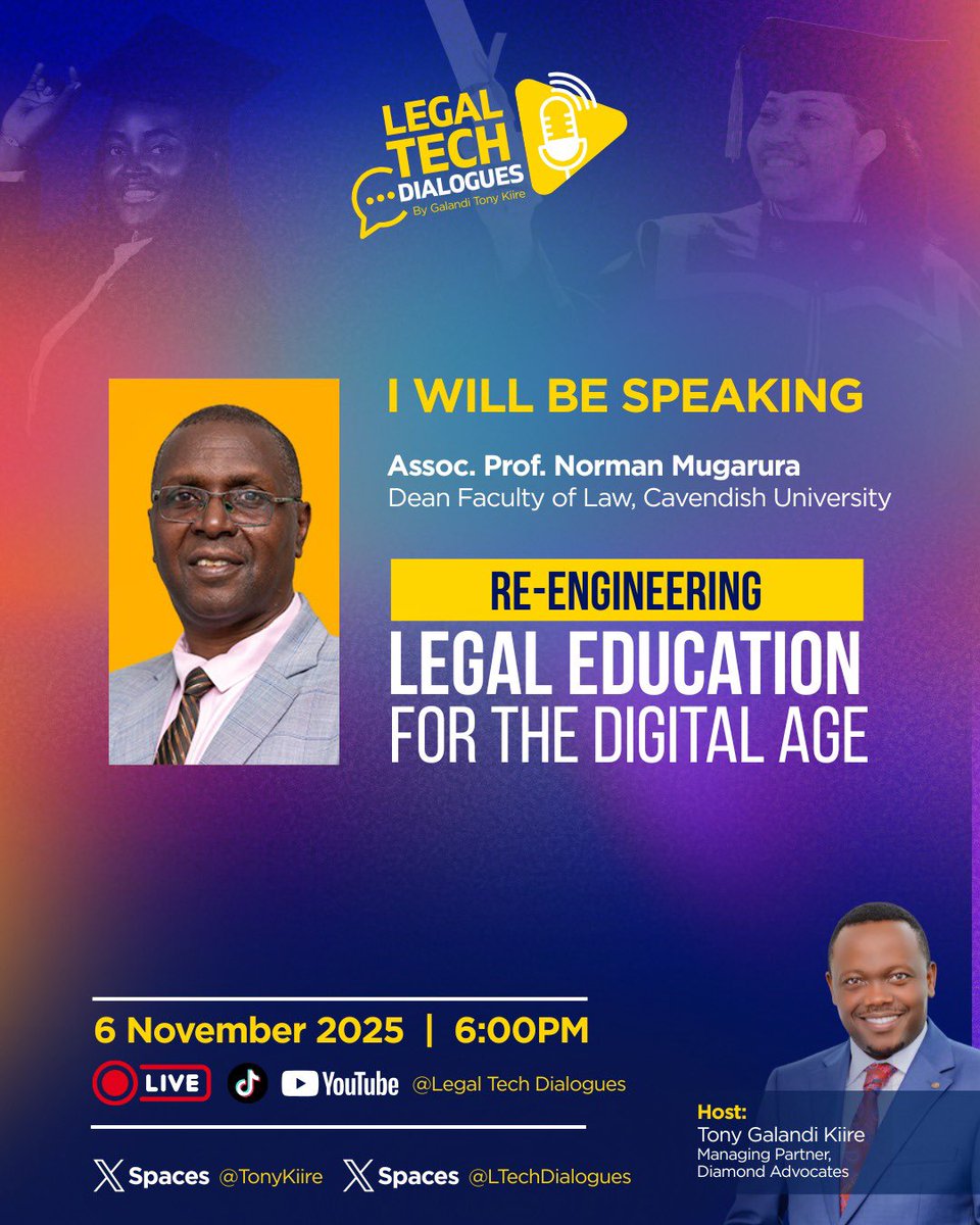 ug_lawsociety's tweet image. Do you have any question for these insightful speakers of valour and value? 

You have the chance. Set the space this evening at 7:00PM brought to you by @LTechDialogues, @DiamondAdvocate and Advocate @TonyKiire . 

Link: x.com/i/spaces/1Mnxn…

#DisruptTheLaw #LawyersMeet…