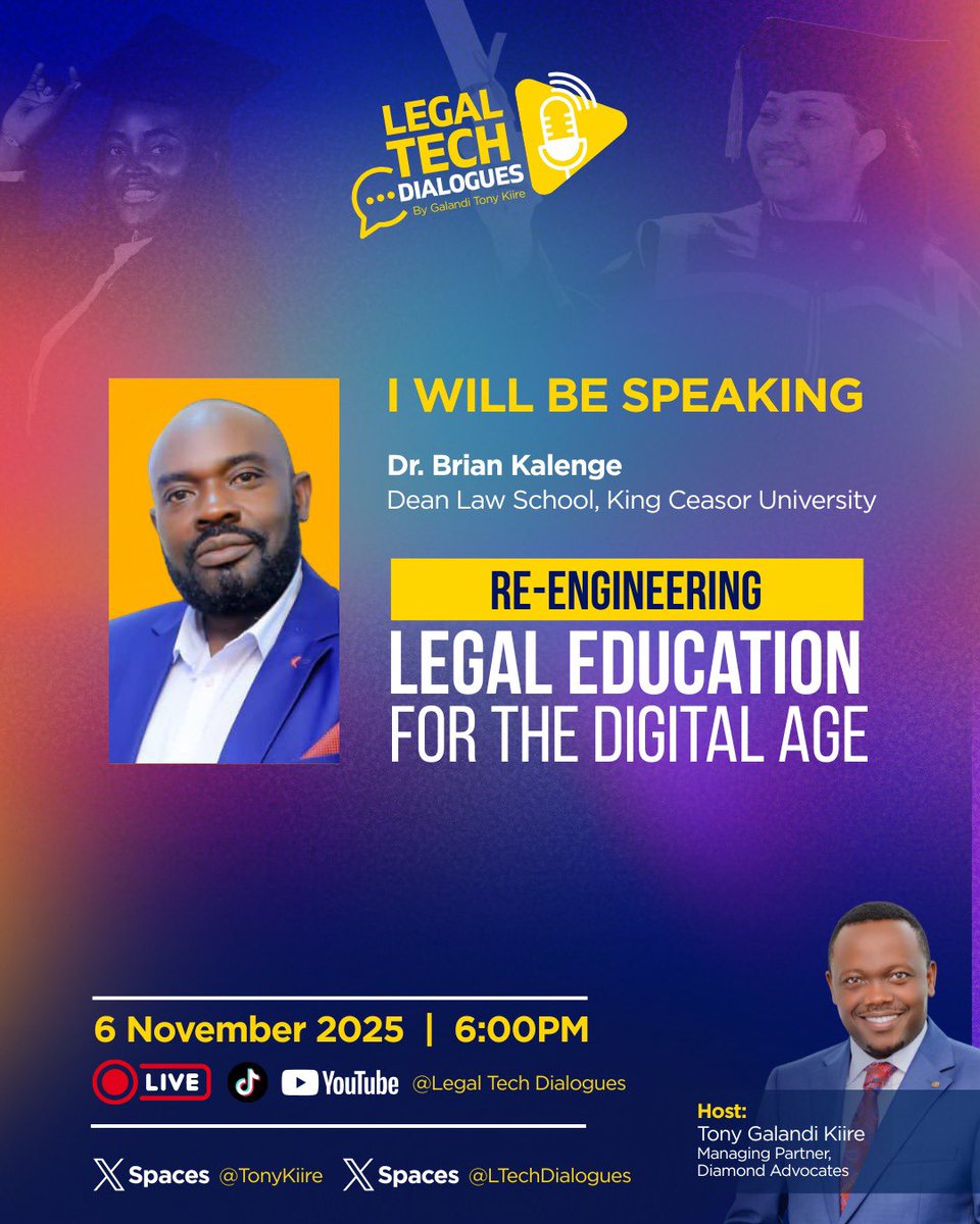 ug_lawsociety's tweet image. Do you have any question for these insightful speakers of valour and value? 

You have the chance. Set the space this evening at 7:00PM brought to you by @LTechDialogues, @DiamondAdvocate and Advocate @TonyKiire . 

Link: x.com/i/spaces/1Mnxn…

#DisruptTheLaw #LawyersMeet…