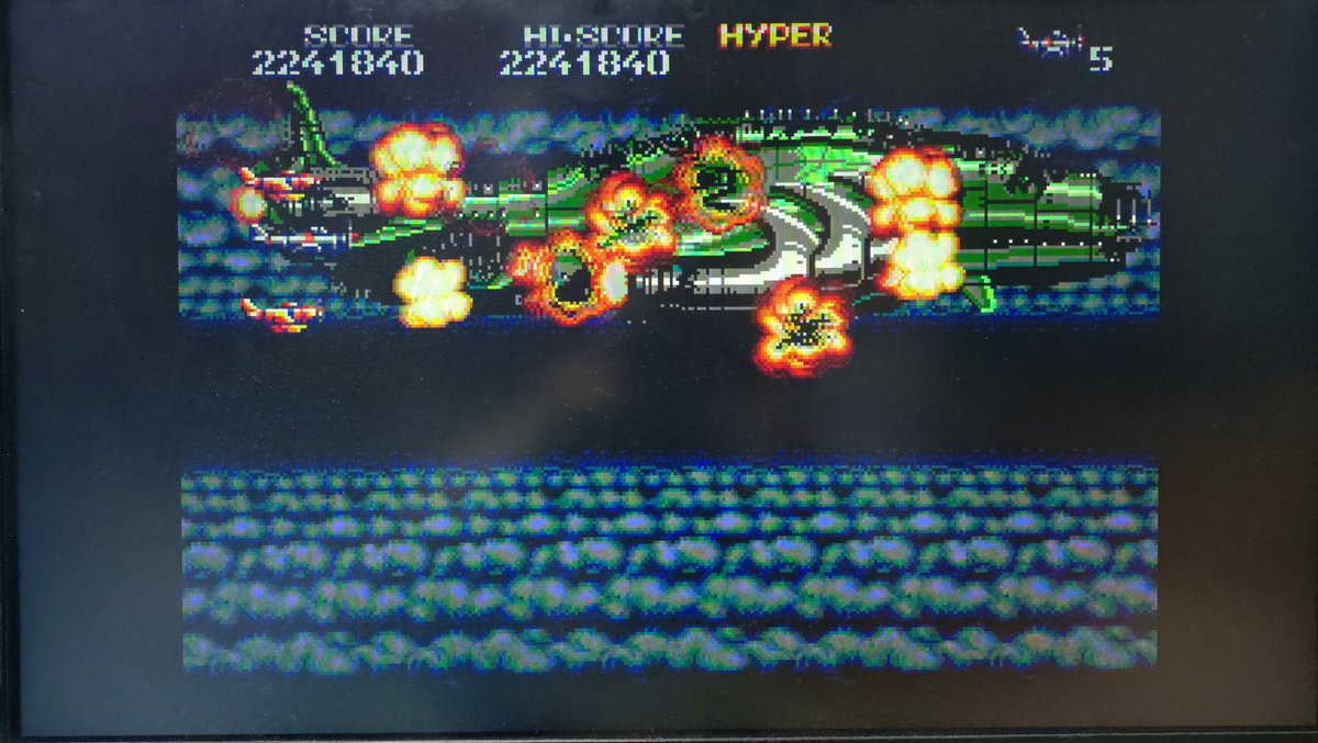 moetarou7's tweet image. P-47II MD 難易度HARD
スコア更新!2,241,840点。
4面を敢えて役に立たないGでパターン構築することによりG重ね取りで、5,000点取得を1回増やせた。結果224万点台に。

#P47 #ジャレコ #シティコネクション