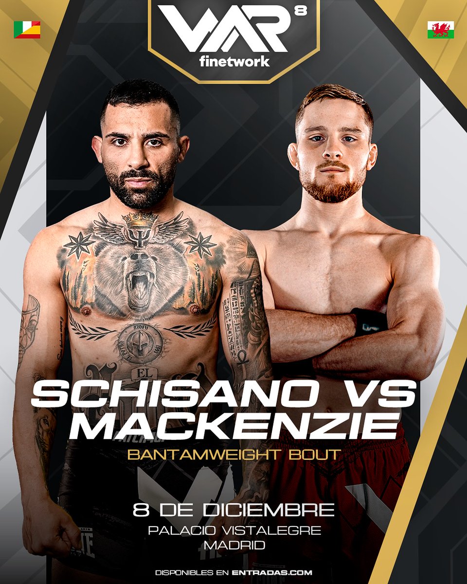 Se añaden dos peleas más para #WAR8

- Borja García (5-2) 🆚 Alessio Barbara (5-5)
- Ernesto Schisano (4-1) 🆚 Ieuan Mackenzie (5-2)