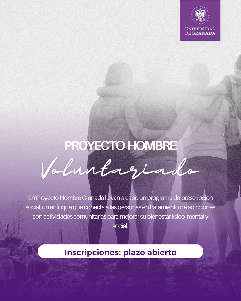 ¿Te apasiona el deporte y el arte? ¡Lee aquí!👇

<a href="/Granada_ph/">Proyecto Hombre Granada</a> busca voluntari@s para impartir talleres de yoga🧘‍♂️, taichí, teatro, cinefórum y mucho más🎭
Ayudarás a personas en tratamiento de adicciones a mejorar su bienestar físico, mental y social💪

ℹ️ viics.ugr.es/areas/accion-s…