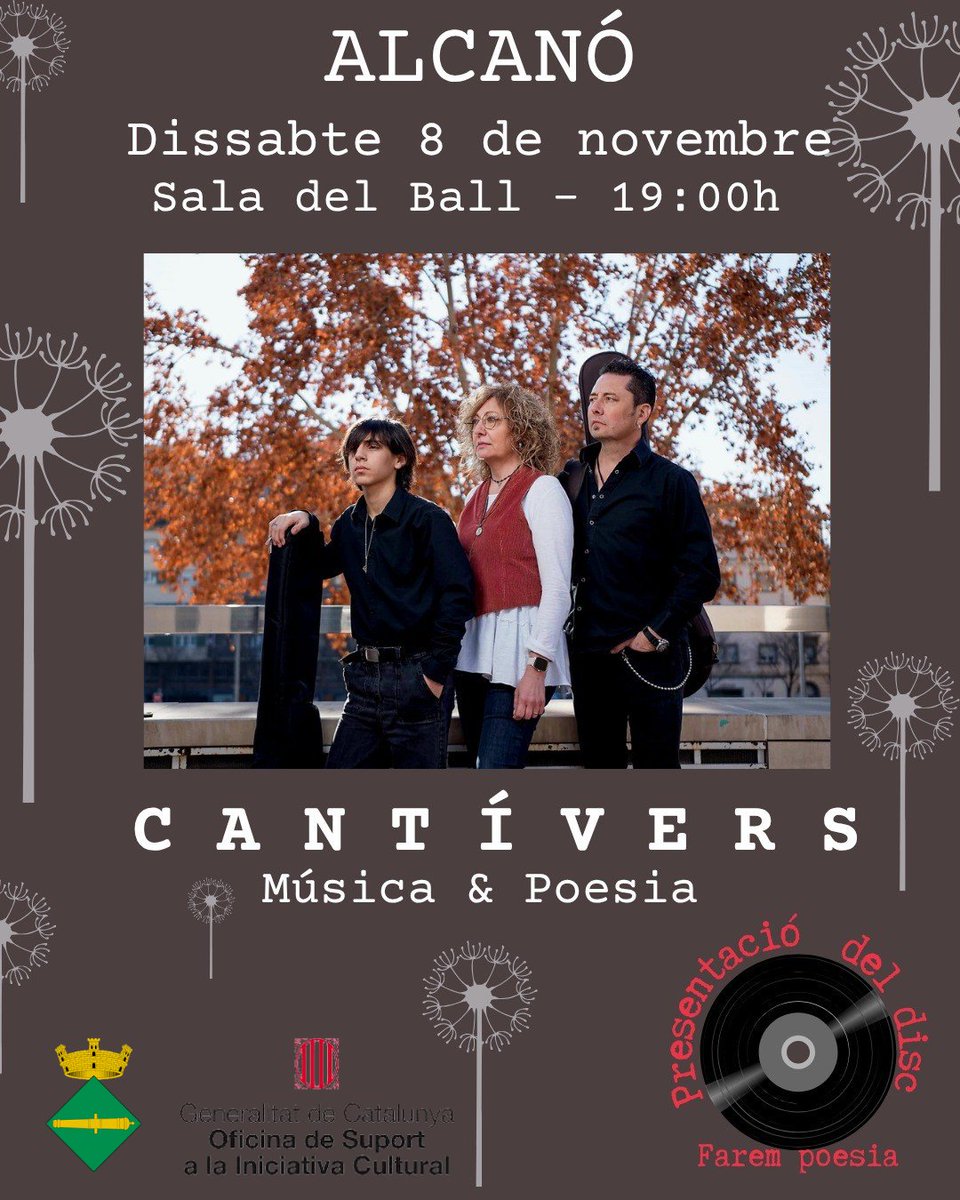 Cantívers: cançons que són poemes, versos que són música.
Amb l’ànima del poemari i la força de l’acord, Cantívers ens porten a recórrer paisatges emocionals, memòries, reflexions personals i col·lectives. Un trio que et convida a escoltar tant amb les orelles com amb el cor.