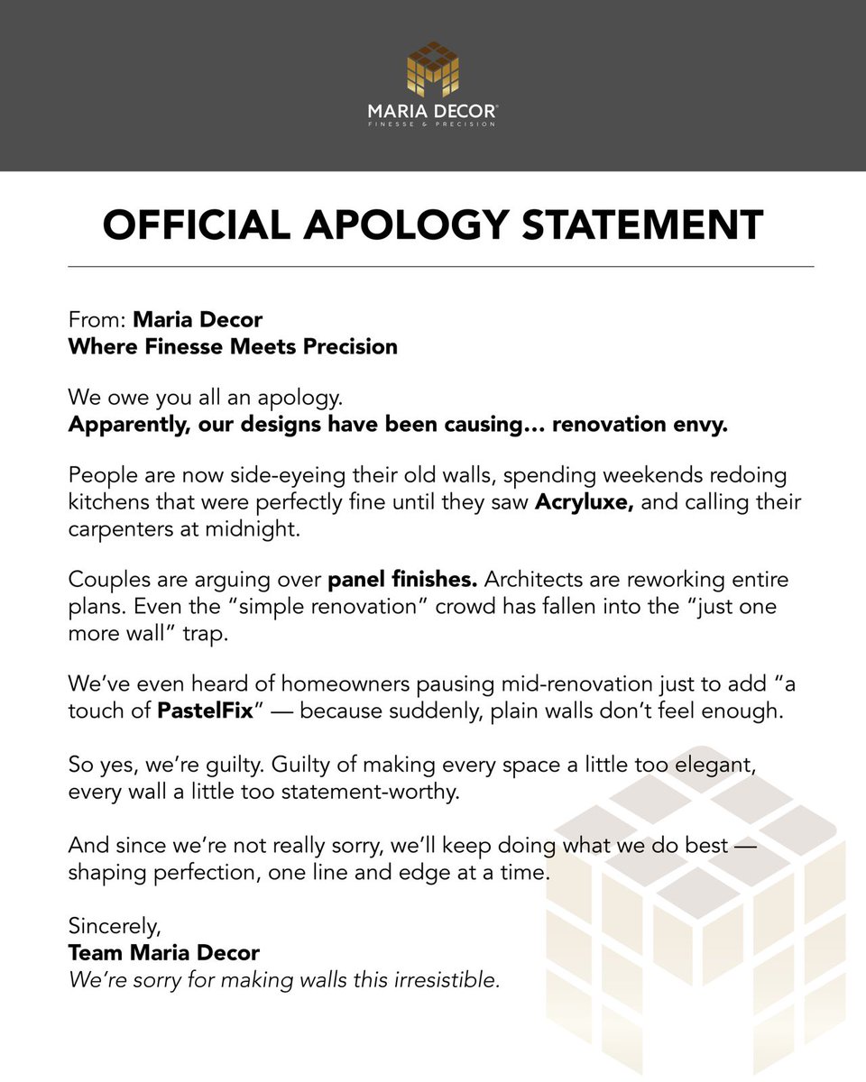 MariaDecor_In's tweet image. We had to come clean 😅
Apparently, our designs are too good to ignore.
From Acryluxe’s gloss to PastelFix’s polish — we’ve officially caused renovation envy!
Sorry (not sorry). 😉

#DesignWithMariaDecor #FinesseAndPrecision #RenovationEnvy #DesignAddiction #WallGoals #Acryluxe