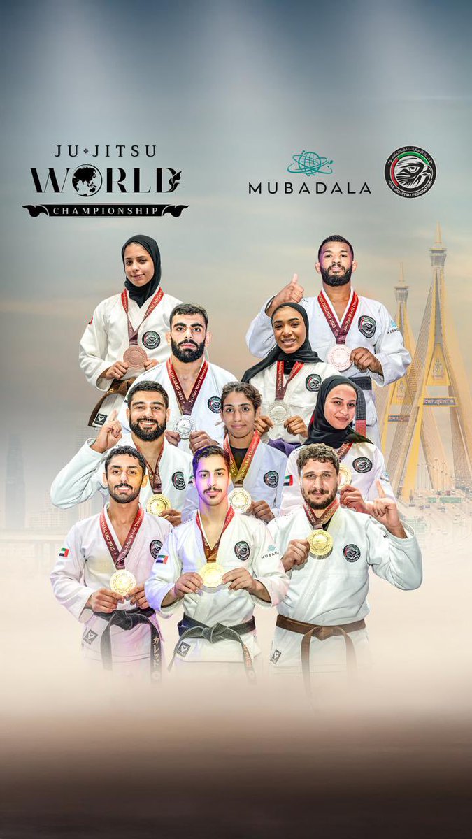 صقور الإمارات 🇦🇪 في بانكوك يكتبون فصلًا جديدًا من المجد 🥋
10 ميداليات ملوّنة تحلّق بالإمارات نحو الصدارة العالمية في الجوجيتسو!
ذهب يلمع… وعزيمة لا تعرف الحدود 💪

<a href="/uaejjf/">UAEJJF</a> 

#الجوجيتسو #أبطال_الإمارات #الفخر_الإماراتي #بانكوك #الإمارات #بطولة_العالم_للجوجيتسو #UAE #UAEJiuJitsu