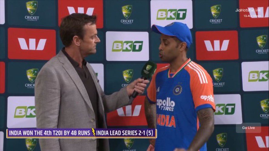 imArshit's tweet image. Suryakumar Yadav on the partnership:
“Abhishek Sharma and Shubman Gill quickly realized it wasn’t a 200-220 wicket. They batted with great intelligence.”

#SuryakumarYadav #AUSvsIND