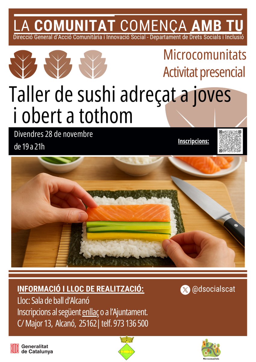 T’agrada el sushi? Vols aprendre a preparar-lo de manera fàcil i divertida?
Apunta’t al taller de sushi i descobreix tots els secrets d’aquesta deliciosa cuina japonesa! 🇯🇵
✨ No cal experiència prèvia! Tots els materials estan inclosos.
#Sushi #Gastronomia #Microcomunitats