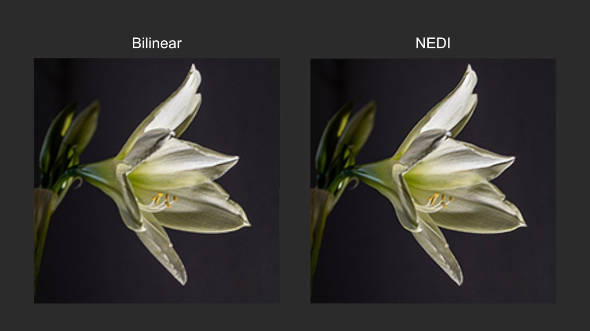 Youssef_Afella's tweet image. Experimenting with NEDI to upscale images.
It&apos;s fast enough to run in Realtime.
The results are not that impressive but it&apos;s surely better than bilinear or bicubic interpolation.
You can find the code here : github.com/Youssef-Afella…
#madewithunity #GraphicsProgramming