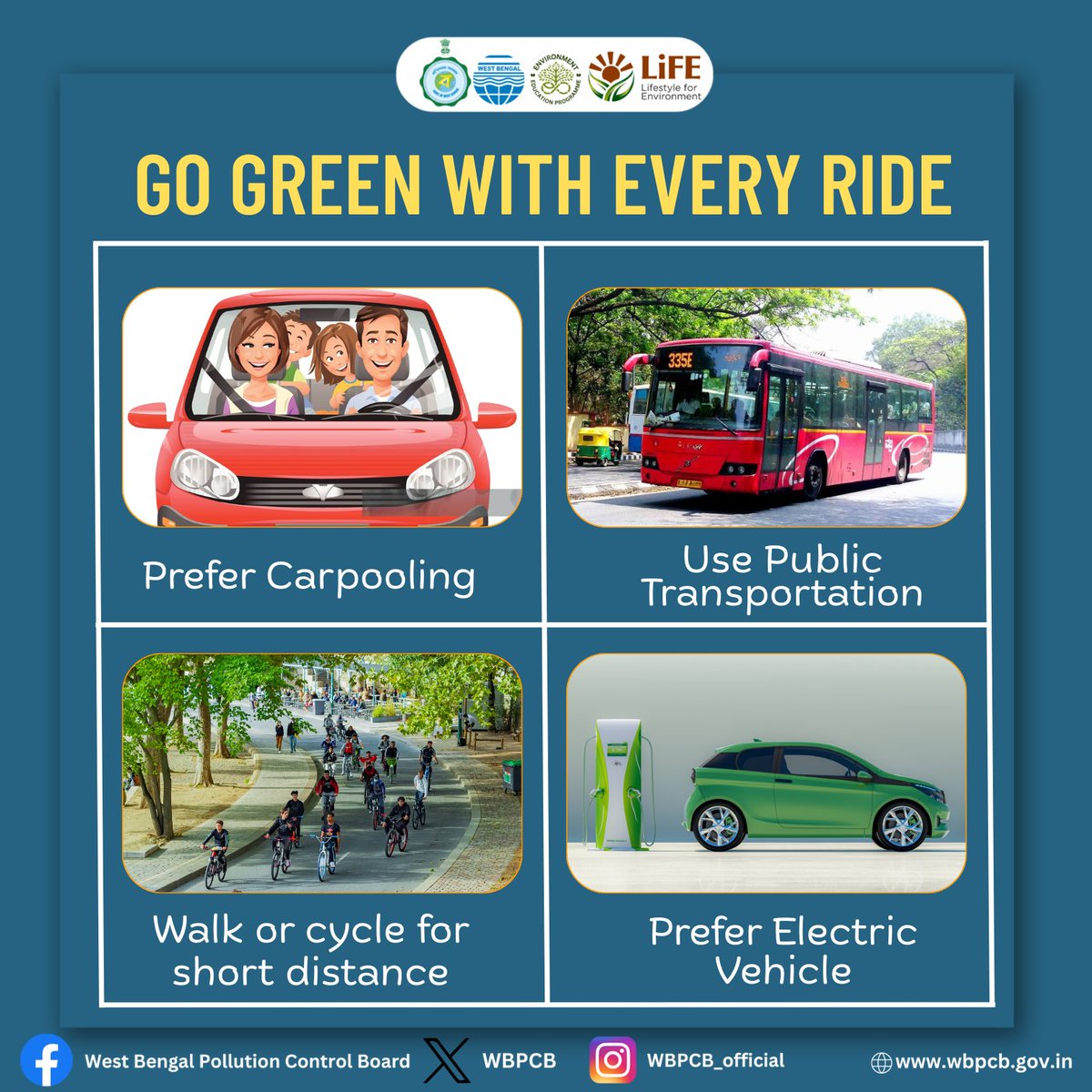 WBPCB's tweet image. Make your journey count — choose public transport, carpool, go electric, or simply walk for a cleaner tomorrow.

#wbpcb #EcoTravel #BeTheChange #CleanTransport