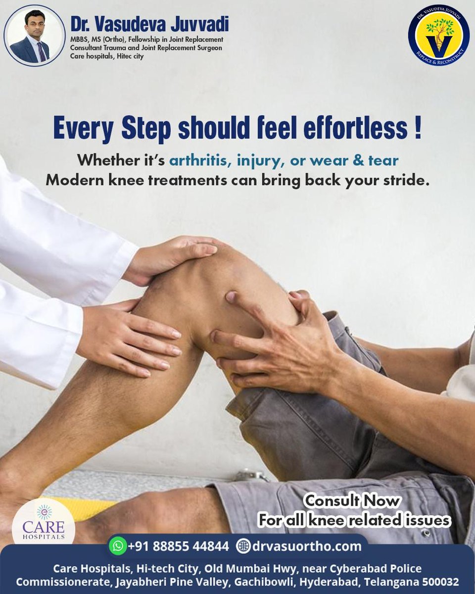 drvasudevaortho's tweet image. Movement should feel natural, not forced. ✨

Restore your strength and flexibility with specialized care from Dr. Vasudeva Juvvadi.

📞 +91 88855 44844

#DrVasudevaJuvvadi #OrthopedicSurgeon #RoboticSurgeon #KneeCare #KneePain