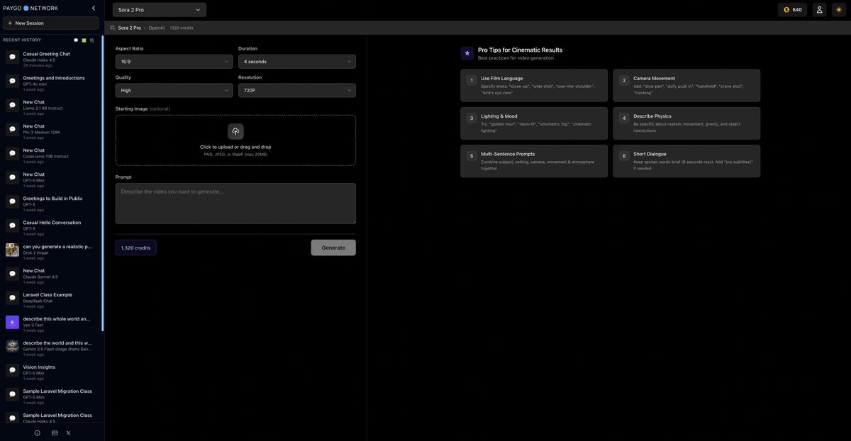 rokenoAI's tweet photo. Public Beta 6 is now live on https://t.co/hOyMiUrFGU. 

We're looking forward for your feedback on the new unified, react, minimalistic front-end - you can now easily switch between chat/image/video, and much more. 

Did you think we forget about the X402 payment protocol? It's now live and you can use it for all credit packages - thanks to @PayAINetwork's react library for @solana AND the Facilitator! 😙 If you wonder "what's the difference" between X402 and the good ol' @solanapay - for human end users, it might not be so different - but you should feel comfy in knowing you don't have to pay any fees. 

But what's really interesting is just being cooked. Hint: AI Agents + X402. And not the "hyped" ones - but the useful ones. 

We're building the go-to generative AI platform. All providers, all models, pay-as-you-go pricing. No BS. 

For human needs, built by humans. And robots. For robots too. 

🤘