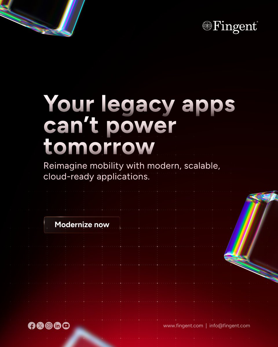 Fingent's tweet image. Outdated apps slow you down.
Upgrade to modern, scalable solutions built for the future.

Modernize now - fingent.com/legacy-applica…

#AppModernization #DigitalTransformation #FutureReady #CloudSolutions #finegnt