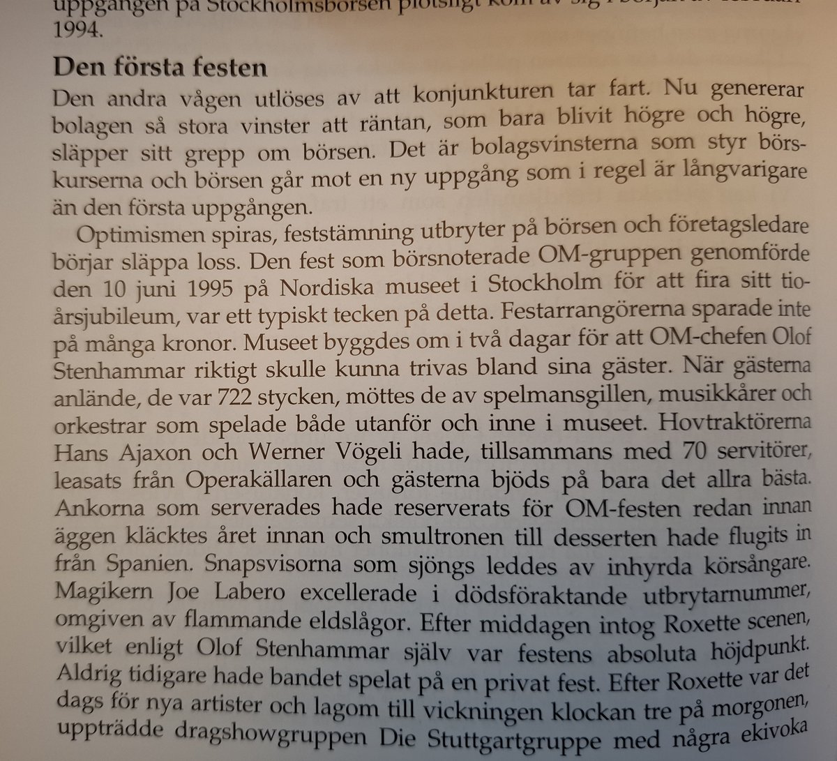 Guldsax's tweet photo. OM-gruppen, firmafest, tioårsjubileum.
Olof Stenhammar, Nordiska Museet, Roxette. Juni 1995.
~
Någon här som var där?
~
Källa: Boken Börjes Burk, Lars Ohlson, 1995, sid. 84-85. Börje, dvs Börje Lindqwist
#finanstwitter https://t.co/FuD7212j2L