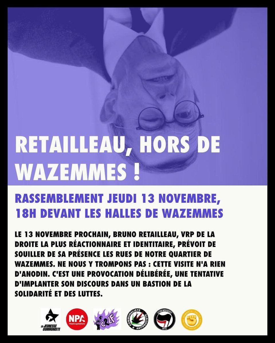 OffensiveEco's tweet image. 🚨 Rassemblement contre la venue de Bruno Retailleau  à Wazemmes 🚨

LILLE, WAZEMMES – Le 13 novembre prochain, Bruno Retailleau, VRP de la droite la plus réactionnaire et identitaire, prévoit de souiller de sa présence les rues de notre quartier de Wazemmes. Ne nous y trompons…
