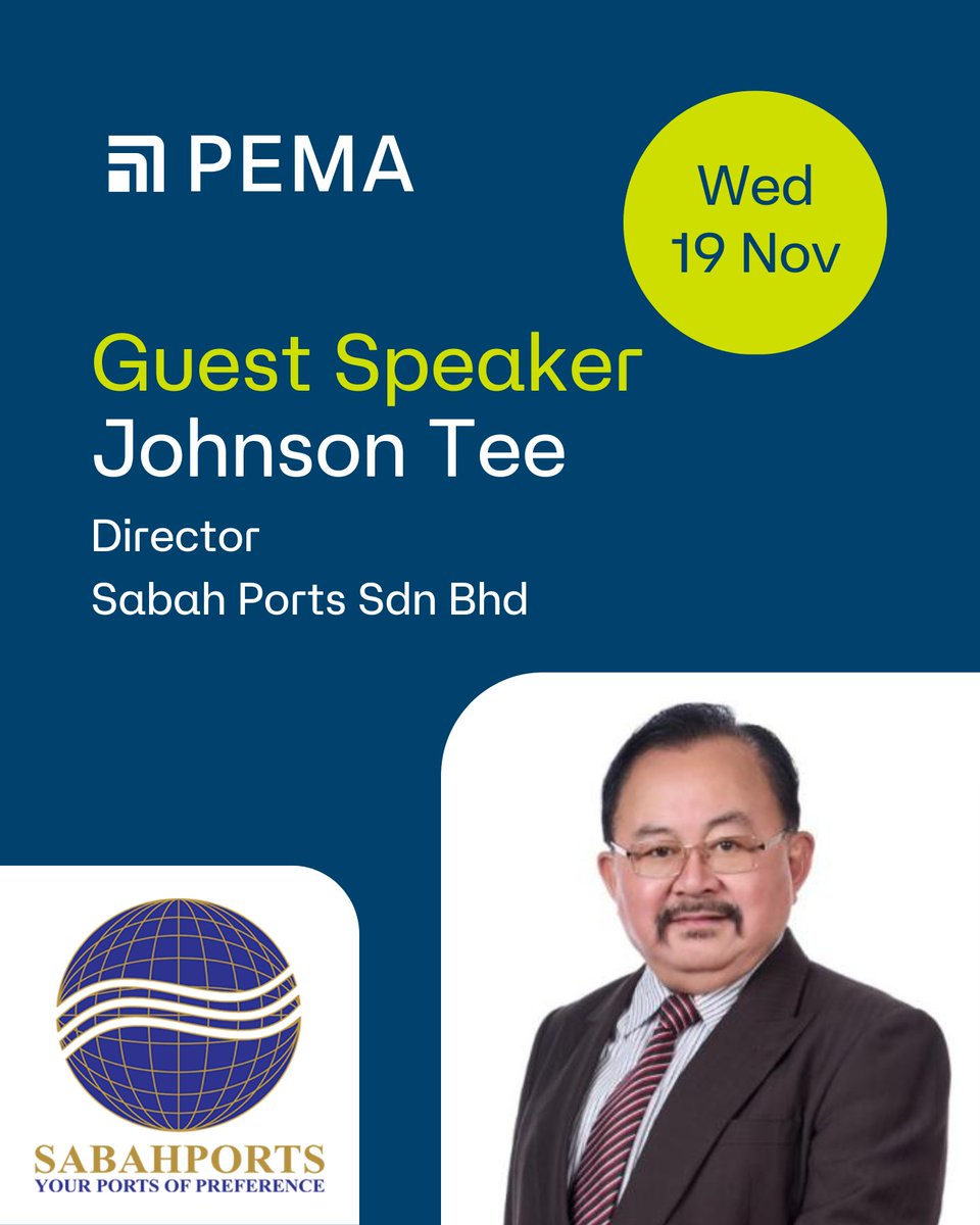 PEMASecretary's tweet image. Guest Speaker Announcement #PEMA2025KL

Johnson Tee is a specialist in maritime law &amp;amp; logistics with experience bridging industry, education &amp;amp; governance. He is a certified logistician since 1982 and a Fellow of the Chartered Institute of Logistics and Transport since 2013.
