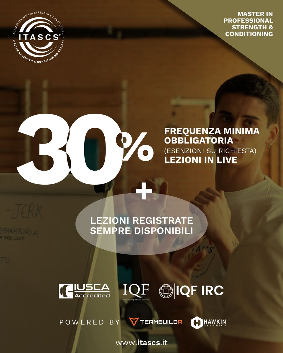 itascs_official's tweet image. Formazione flessibile senza rinunce: partecipi almeno al 30% delle lezioni in diretta e puoi seguire le restanti da remoto.

Per investire nella tua crescita senza sacrificare i tuoi impegni.

#ITASCS #bepartofit #formazione #master #learning #sport