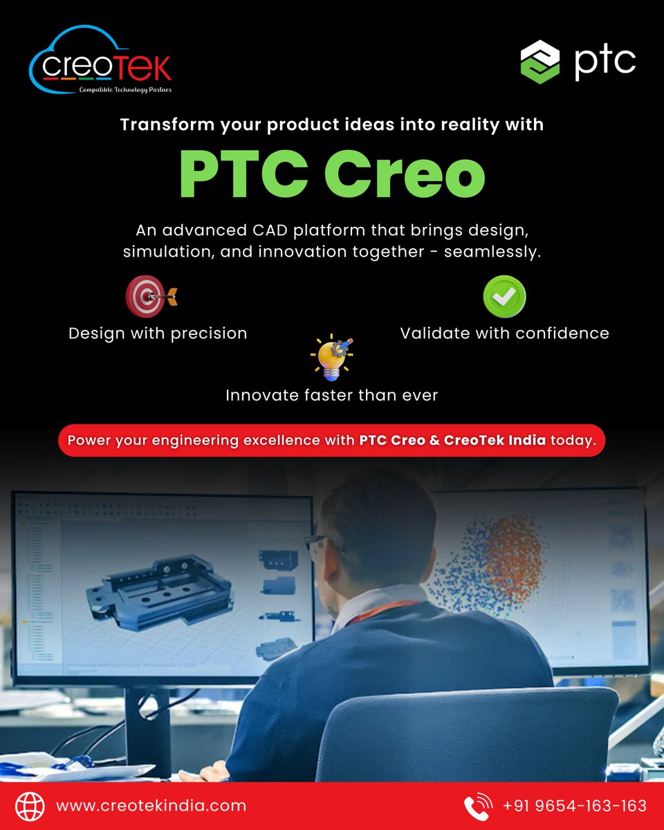 Creotekindia's tweet image. With PTC Creo, bring your ideas to life through seamless 3D modeling, simulation and product optimization - all in one intelligent CAD platform.

Explore PTC Creo today!
Visit creotekindia.com/creo

#CreoTek #PTCCreo #SmartEngineering #CADDesign #DigitalInnovation #PTCSolutions