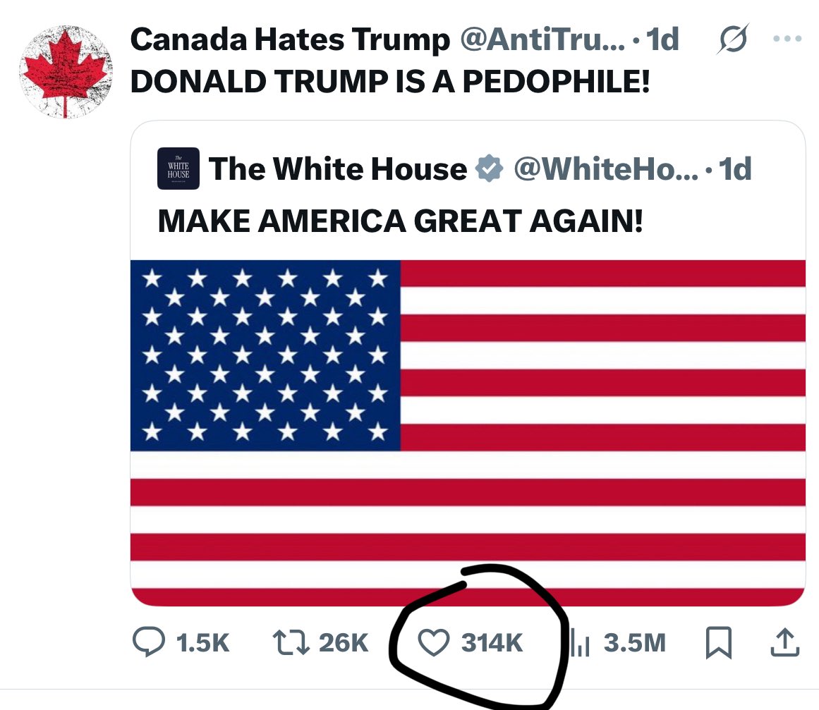 AntiTrumpCanada's tweet photo. Not to brag or anything… but it’s looking like the Maple Leaf just bitch-slapped MAGA. 🇨🇦🔥😏😎 https://t.co/q7l4oPgrSA