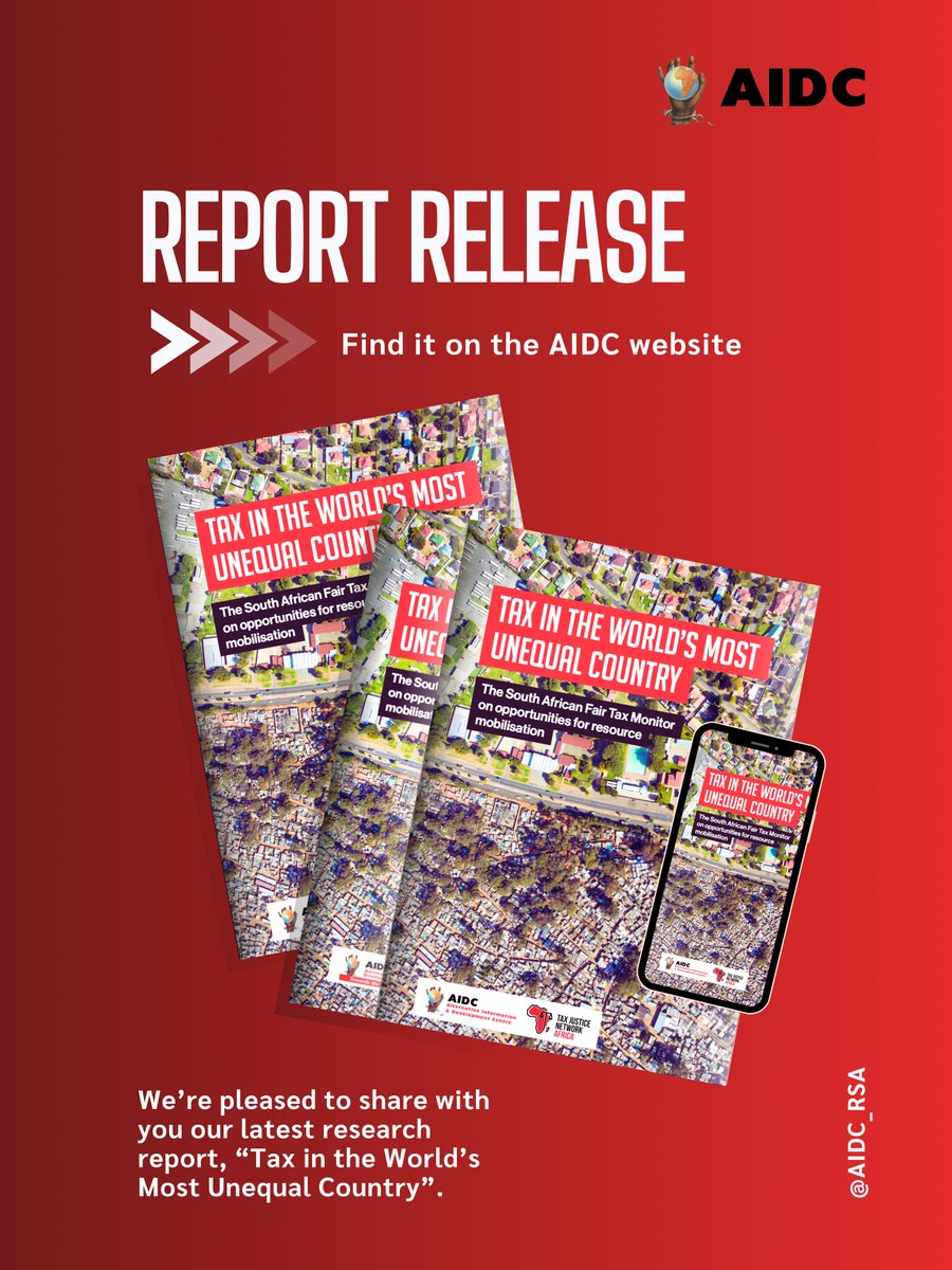 📢 We are excited to share our latest research report: 𝗧𝗮𝘅 𝗶𝗻 𝘁𝗵𝗲 𝗪𝗼𝗿𝗹𝗱’𝘀 𝗠𝗼𝘀𝘁 𝗨𝗻𝗲𝗾𝘂𝗮𝗹 𝗖𝗼𝘂𝗻𝘁𝗿𝘆: 𝗔 𝗦𝗼𝘂𝘁𝗵 𝗔𝗳𝗿𝗶𝗰𝗮𝗻 𝗙𝗮𝗶𝗿 𝗧𝗮𝘅 𝗠𝗼𝗻𝗶𝘁𝗼𝗿 𝗥𝗲𝗽𝗼𝗿𝘁 𝗼𝗻 𝗢𝗽𝗽𝗼𝗿𝘁𝘂𝗻𝗶𝘁𝗶𝗲𝘀 𝗳𝗼𝗿 𝗥𝗲𝘀𝗼𝘂𝗿𝗰𝗲