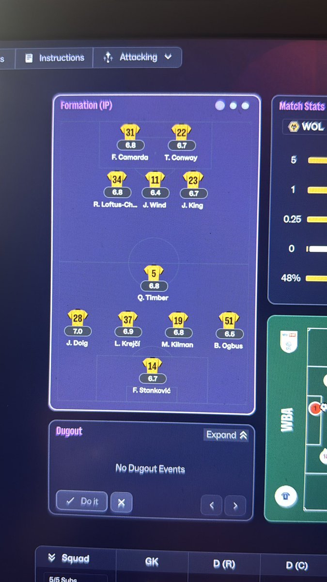 DavidRusse80478's tweet image. Taking some tactical advice from @StingerNeilD let’s see if this can save my job at Wolves! #footballmanager #fmcommunity