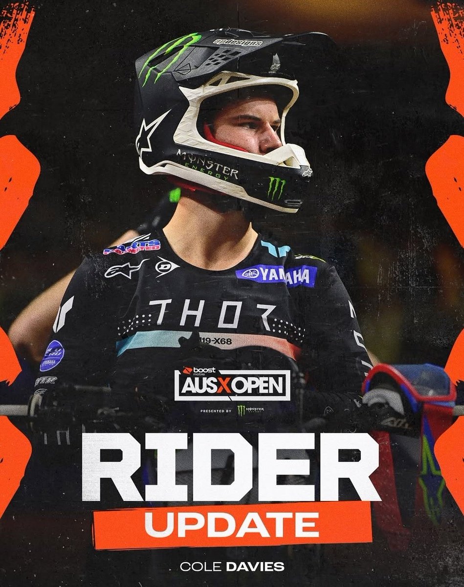 Sounds like Cole Davies thumb repair didn't go as planned. He's out of the Aus X Open. 🥹