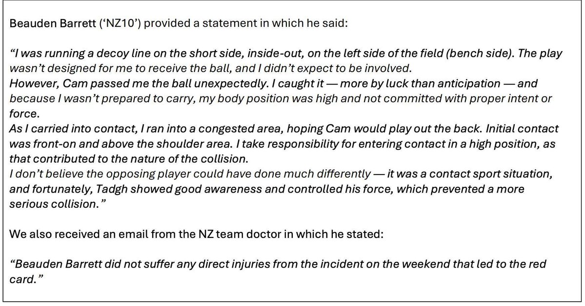 bernardjackman's tweet image. Fair play to @beaudenbarrett and the @AllBlacks for their support in the hearing for Tadgh Beirn👏