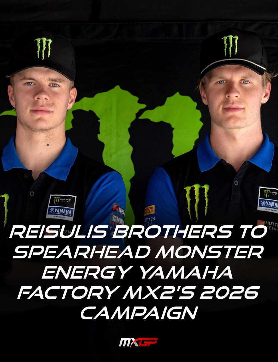 Yamaha confirms its 2026 Monster Energy Yamaha Factory MX2 rider lineup, with siblings Karlis and Janis Reisulis set to campaign the Factory YZ250F in the FIM MX2 World Championship.

"It’s a good team. Everyone here has the same goal, and we are all working really hard to get to