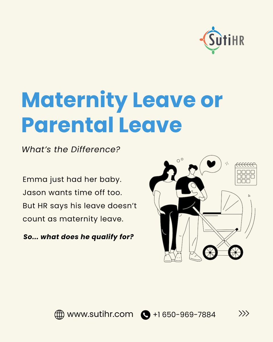 sutisoft's tweet image. Policies that care make workplaces stronger.
But are your leave options inclusive—or outdated?

Find out what separates maternity from parental leave 
sutisoft.com/blog/parental-…

#InclusiveWorkplace #HRLeaders #LeaveManagement #SutiHR #WorkCulture
