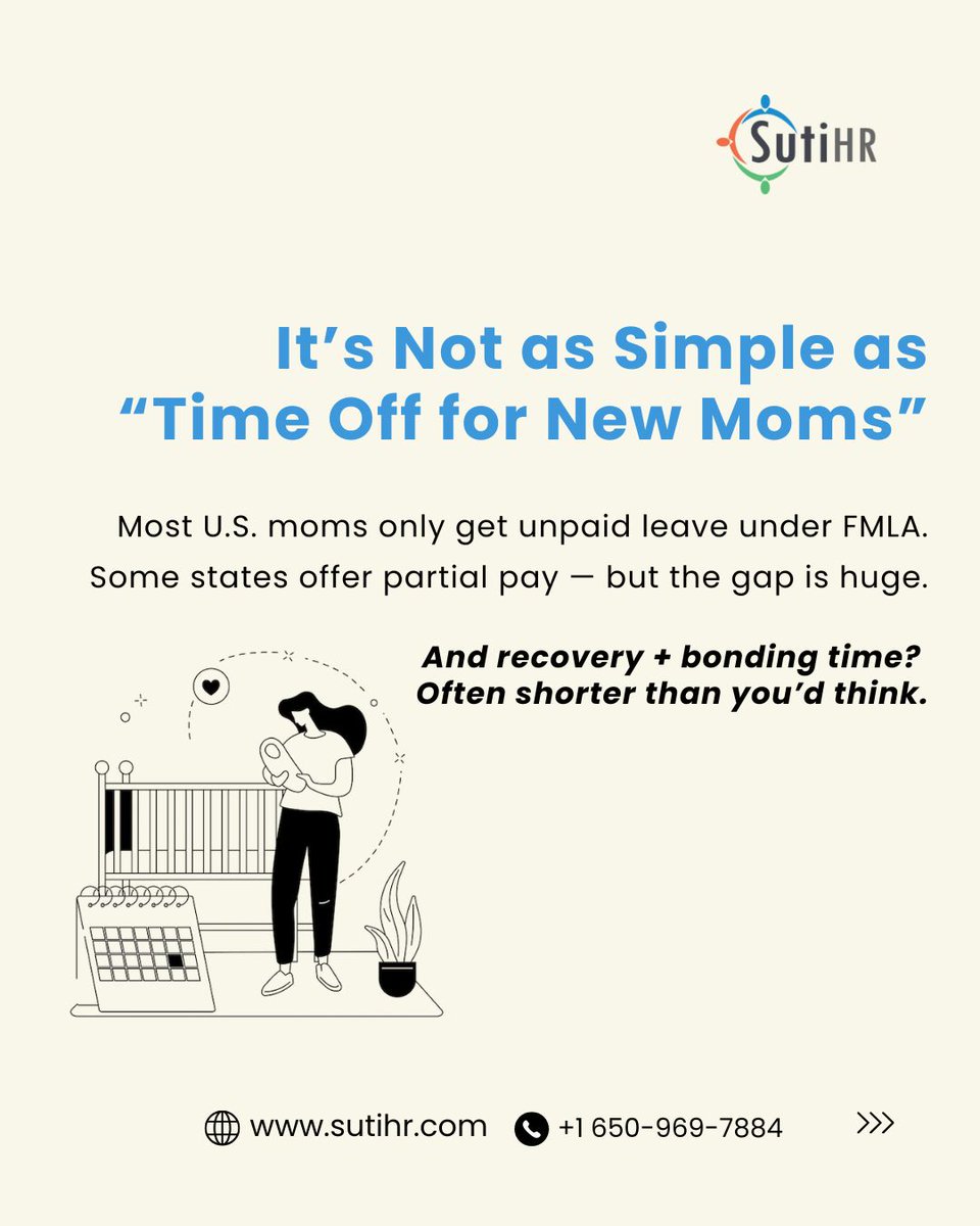 sutisoft's tweet image. Policies that care make workplaces stronger.
But are your leave options inclusive—or outdated?

Find out what separates maternity from parental leave 
sutisoft.com/blog/parental-…

#InclusiveWorkplace #HRLeaders #LeaveManagement #SutiHR #WorkCulture
