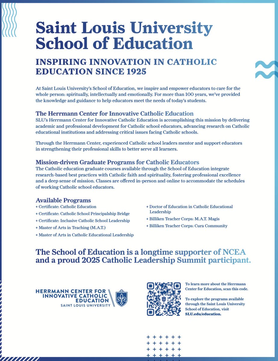 Check out the professional development opportunities available at <a href="/SLU_SOE/">SLU_SOE</a>.  <a href="/herrmanncenter/">Herrmann Center for Innovative Catholic Education</a> is pleased to develop programs that support Catholic educators.